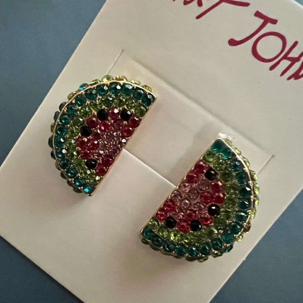 🍉 Betsey Johnson sparkling & sweet & juicy watermelon slice earrings 🍉